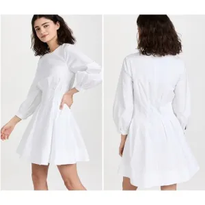 Veronica Beard Torres White Poplin Long Sleeve Mini Dress Women Sz 10