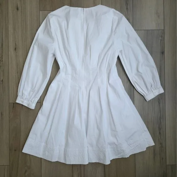 Veronica Beard Torres White Poplin Long Sleeve Mini Dress Women Sz 10