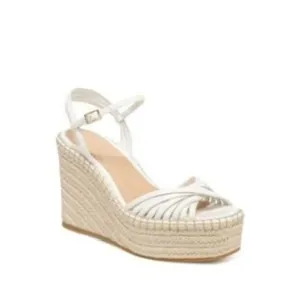 VERONICA BEARD White 101mm Ravina Coconut Leather Platform Wedge sz 12m