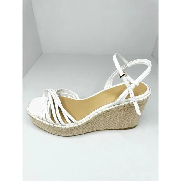 VERONICA BEARD White 101mm Ravina Coconut Leather Platform Wedge sz 12m