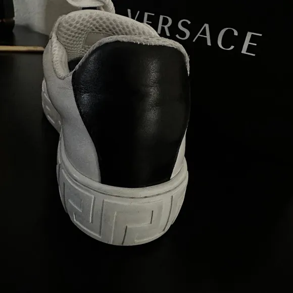 Versace White and Green Sneakers with Medusa TAG Graphic