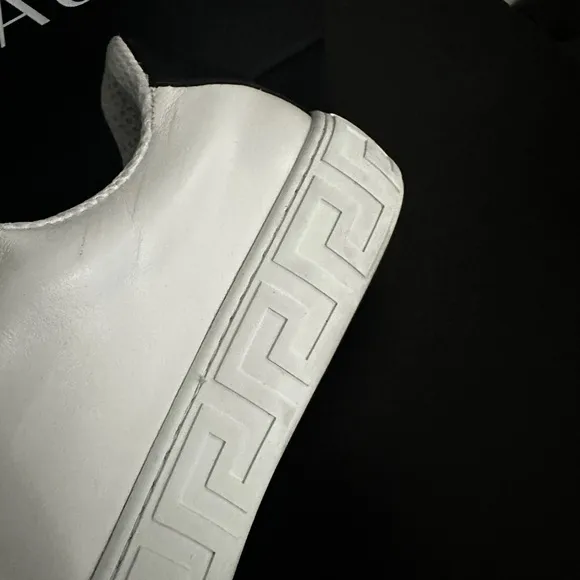Versace White and Green Sneakers with Medusa TAG Graphic