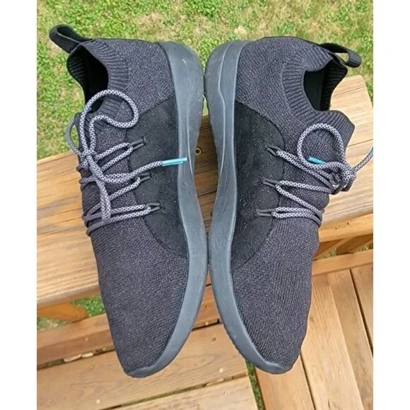 Vessi Cityscape Classic Shoes Men Size 9 Solid Black Lace Up Cloud Comfort EUC