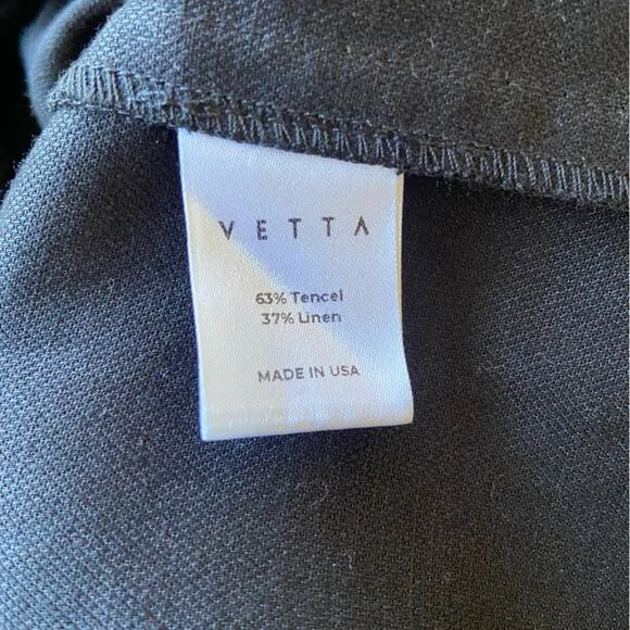 VETTA L The Convertible Wrap Mini Dress in black linen blend