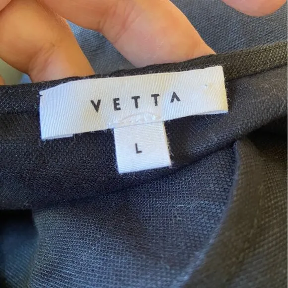 VETTA L The Convertible Wrap Mini Dress in black linen blend
