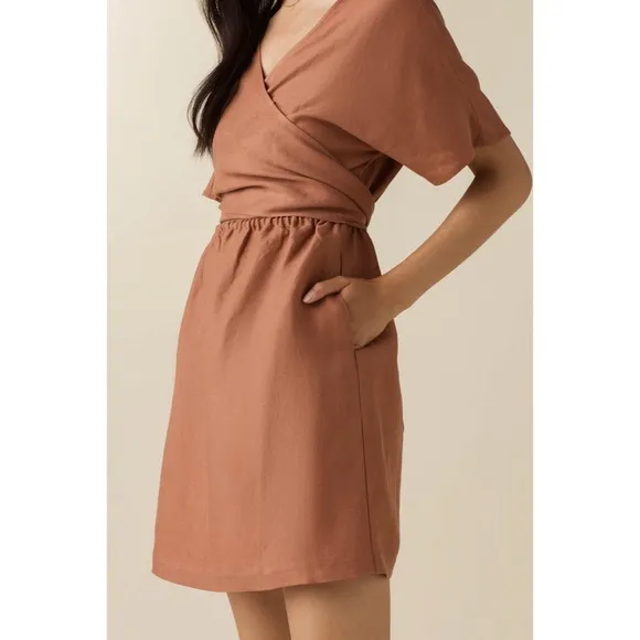 VETTA The Convertible Wrap Mini Dress New Clay S