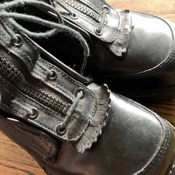 Vibram RRO black leather hard core steel toe boots Union made USA woman’s 7