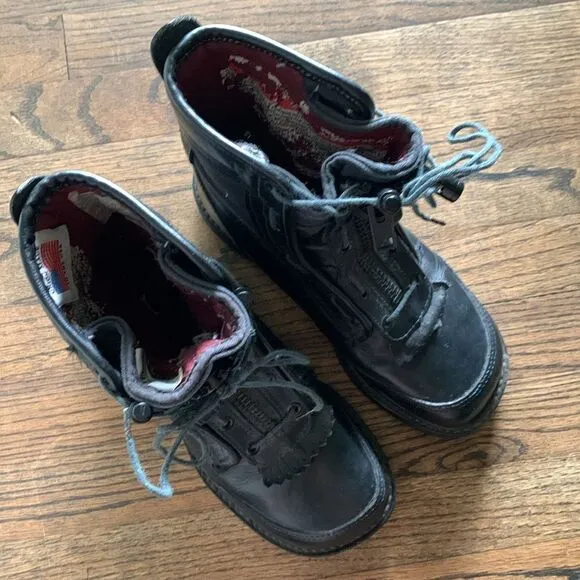 Vibram RRO black leather hard core steel toe boots Union made USA woman’s 7