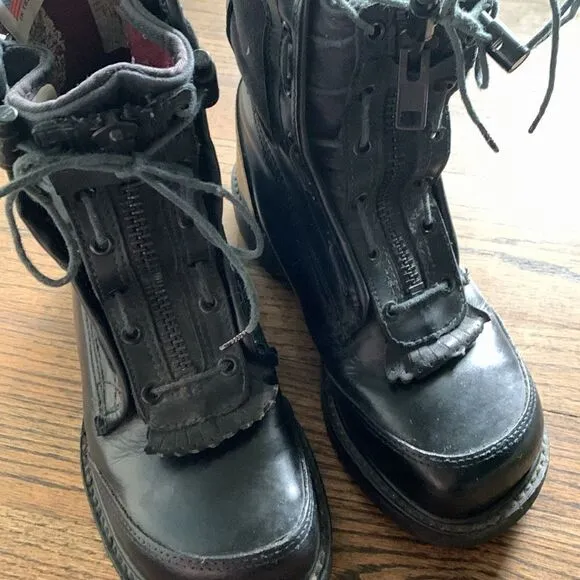 Vibram RRO black leather hard core steel toe boots Union made USA woman’s 7