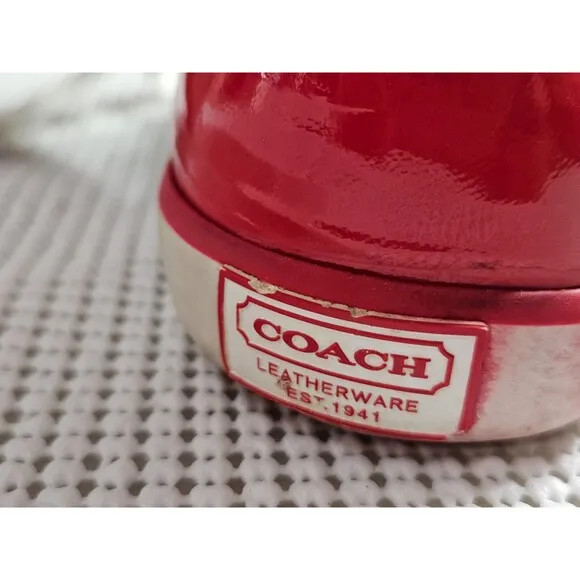 Vibrant Red Coach Sneakers with Signature Canvas Print, Size 7B