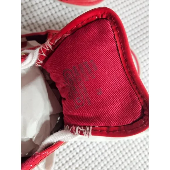 Vibrant Red Coach Sneakers with Signature Canvas Print, Size 7B
