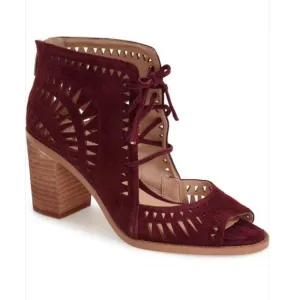 VINCE CAMUTO tarita ANKLE BOOTIES lace up BOOTS cut out heels womens 13 new plum