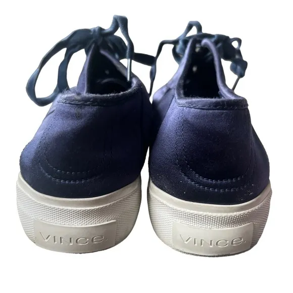 Vince Copley Satin Platform Lace Up Minimalist Sneakers in Navy Size 8