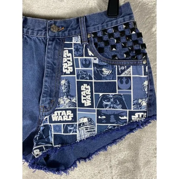 Vintage 90s Levi's 900 High-Waisted Denim Shorts – Star Wars Patchwork &amp; Studded