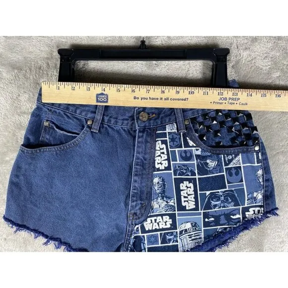 Vintage 90s Levi's 900 High-Waisted Denim Shorts – Star Wars Patchwork &amp; Studded