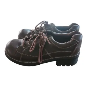 Vintage 90s Lower East Side Brown Leather Platform Oxford Sneakers 7, Y2K Grunge