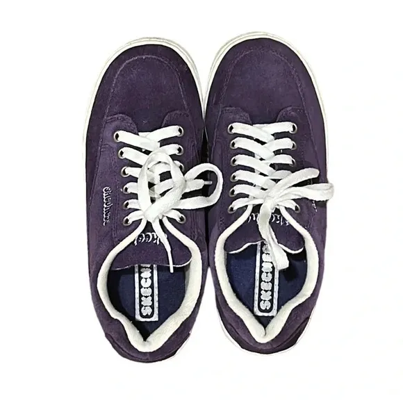 Vintage 90s Skechers Jammin Violet Suede Leather Chunky Platform Sneakers
