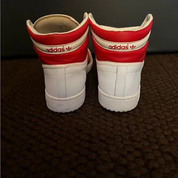 Vintage Adidas Top Ten White and Red High-Tops
