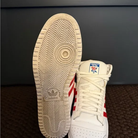 Vintage Adidas Top Ten White and Red High-Tops