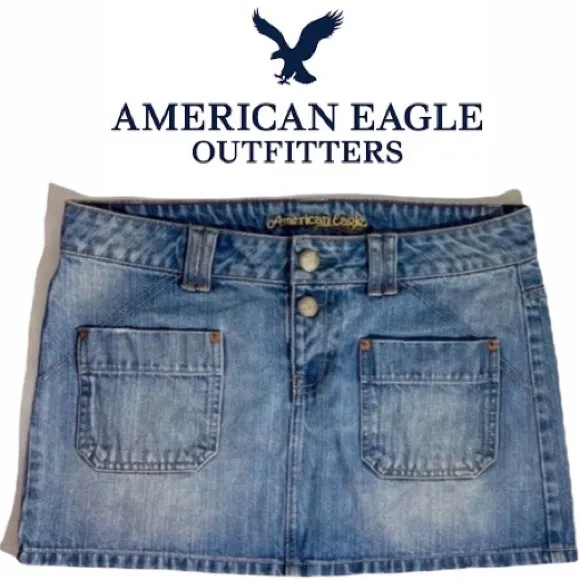 Vintage American Eagle Jean Skirt RARE Vintage Denim Mini Skirt Size Small