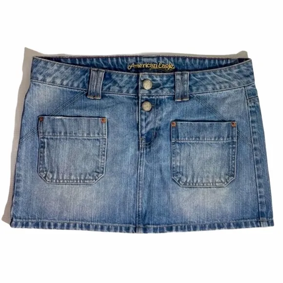 Vintage American Eagle Jean Skirt RARE Vintage Denim Mini Skirt Size Small