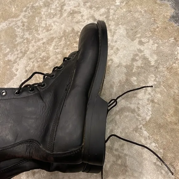 Vintage BILTRITE Black Leather Combat Boots Steel Toe Size 6 R