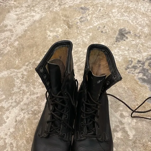 Vintage BILTRITE Black Leather Combat Boots Steel Toe Size 6 R