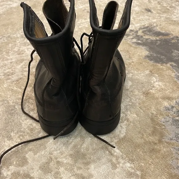 Vintage BILTRITE Black Leather Combat Boots Steel Toe Size 6 R