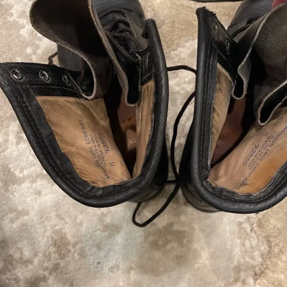 Vintage BILTRITE Black Leather Combat Boots Steel Toe Size 6 R