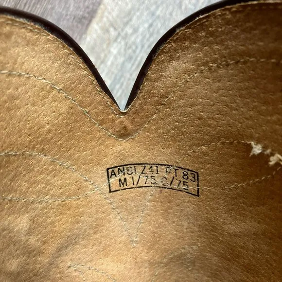 Vintage Brown Leather Steel Toe Work Cowboy Boots Sheplers Men's 12D USA Made