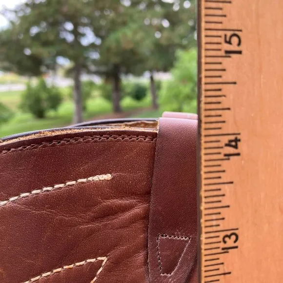 Vintage Brown Leather Steel Toe Work Cowboy Boots Sheplers Men's 12D USA Made
