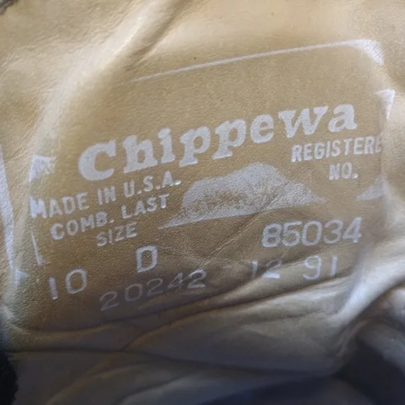 Vintage CHIPPEWA Trooper Boots Men's Size 10. Made in USA 20242 Steel Toe 9.5&quot;