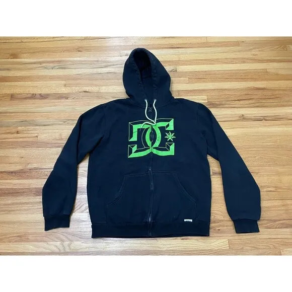 Vintage DC Shoes Dyrdek Collection Hoodie Men's L Black Fleece Lined Rib  Y2k