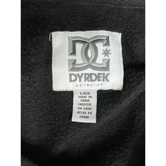 Vintage DC Shoes Dyrdek Collection Hoodie Men's L Black Fleece Lined Rib  Y2k