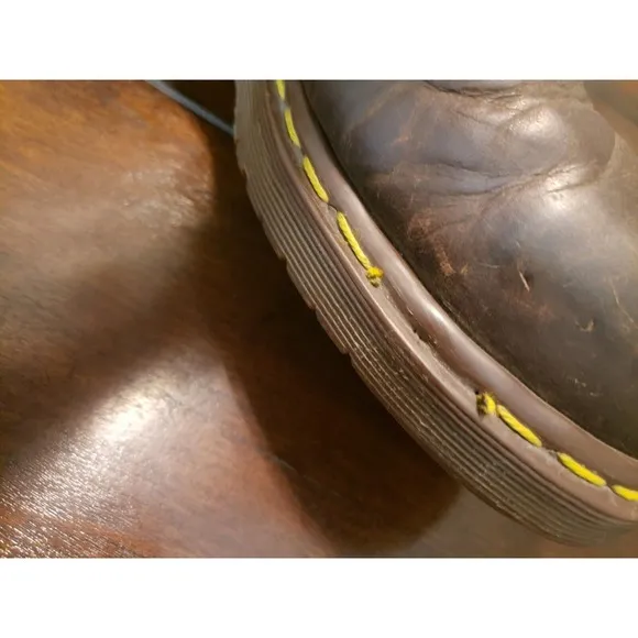 Vintage Dr. Martens 7737 Steel Toe Boots Size 9 Brown Leather Made In England