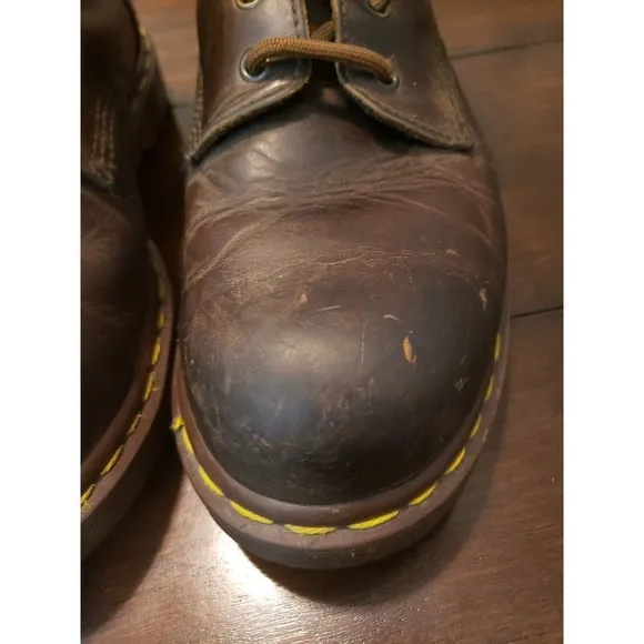 Vintage Dr. Martens 7737 Steel Toe Boots Size 9 Brown Leather Made In England