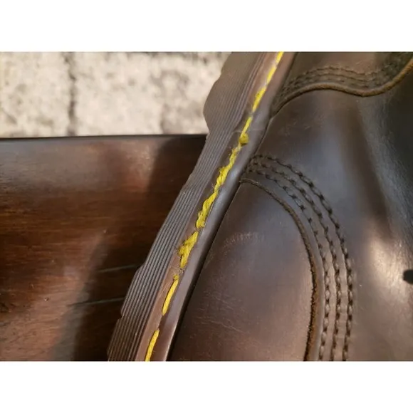 Vintage Dr. Martens 7737 Steel Toe Boots Size 9 Brown Leather Made In England