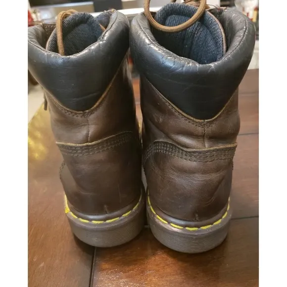 Vintage Dr. Martens 7737 Steel Toe Boots Size 9 Brown Leather Made In England