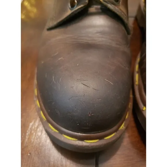 Vintage Dr. Martens 7737 Steel Toe Boots Size 9 Brown Leather Made In England