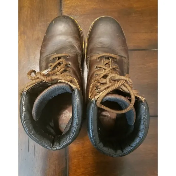 Vintage Dr. Martens 7737 Steel Toe Boots Size 9 Brown Leather Made In England