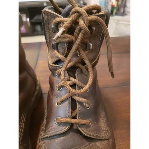 Vintage Dr. Martens 7737 Steel Toe Boots Size 9 Brown Leather Made In England