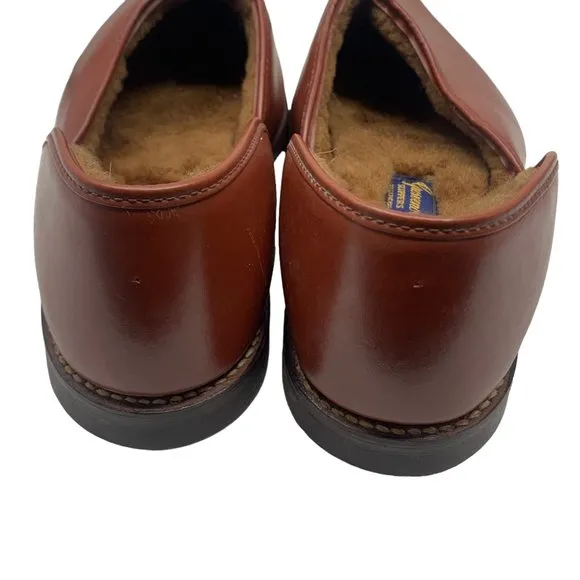 Vintage GROSVENOR Brown‎ Deerskin Fleece Lined Slippers NOS