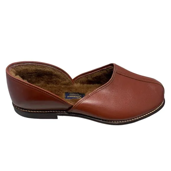 Vintage GROSVENOR Brown‎ Deerskin Fleece Lined Slippers NOS