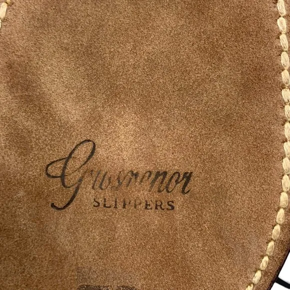 Vintage GROSVENOR Brown‎ Deerskin Fleece Lined Slippers NOS