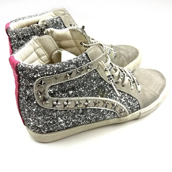 Vintage Havana Edith Silver Glitter Multi High Top Sneakers size 10