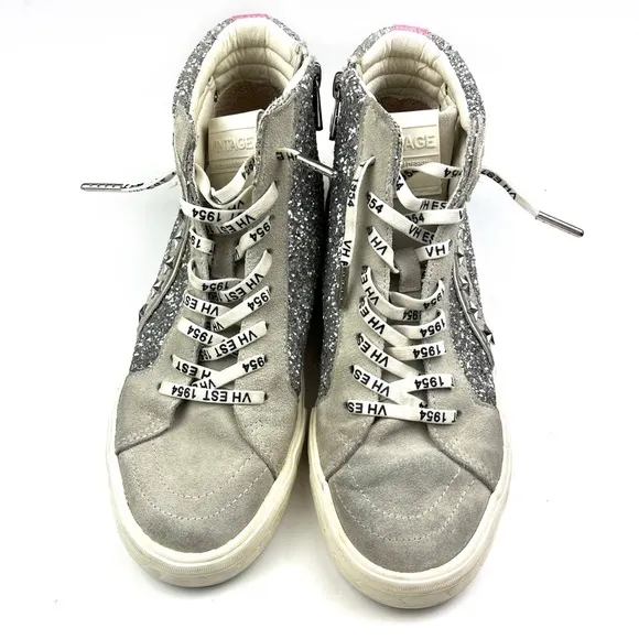 Vintage Havana Edith Silver Glitter Multi High Top Sneakers size 10