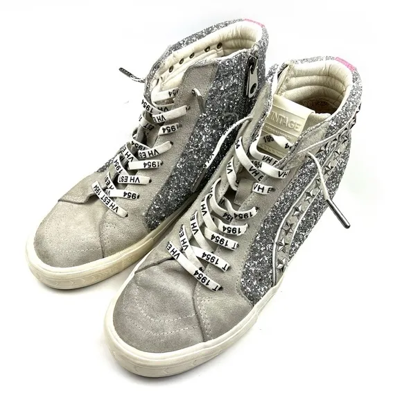 Vintage Havana Edith Silver Glitter Multi High Top Sneakers size 10