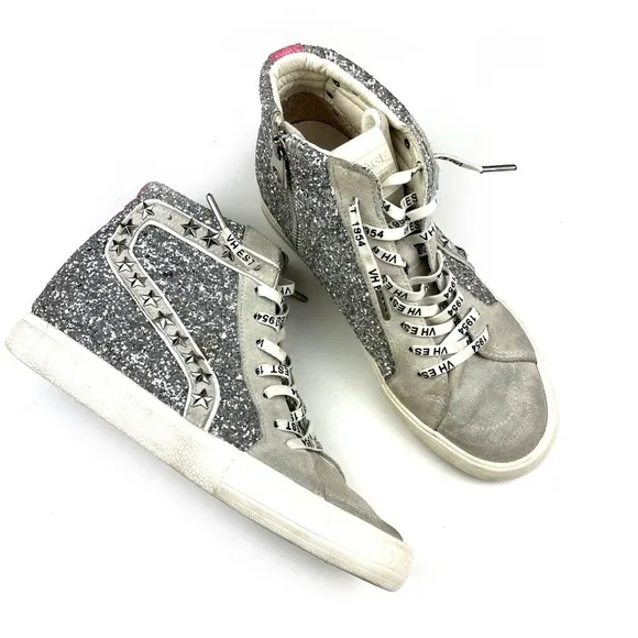 Vintage Havana Edith Silver Glitter Multi High Top Sneakers size 10