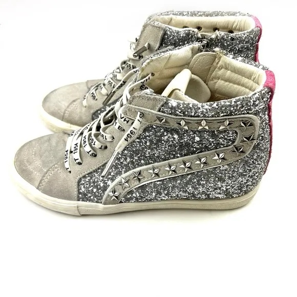 Vintage Havana Edith Silver Glitter Multi High Top Sneakers size 10