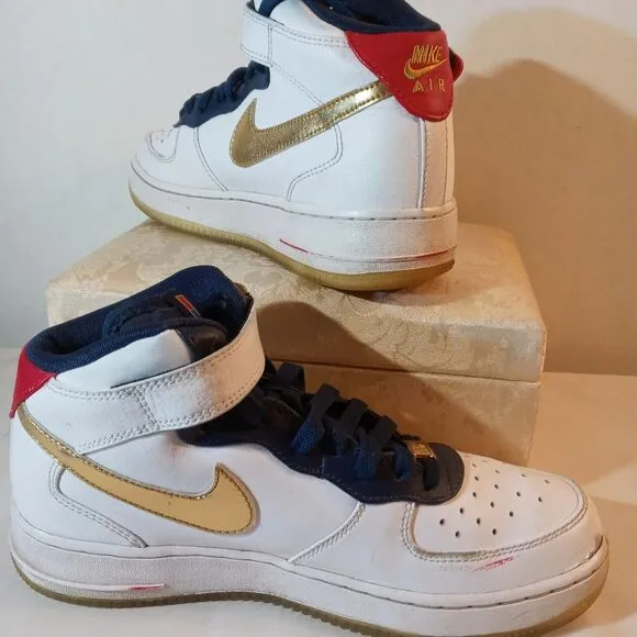 Vintage Nike Air Force 1 High Premium Olympic USA Golden Swoosh 6.5 Y